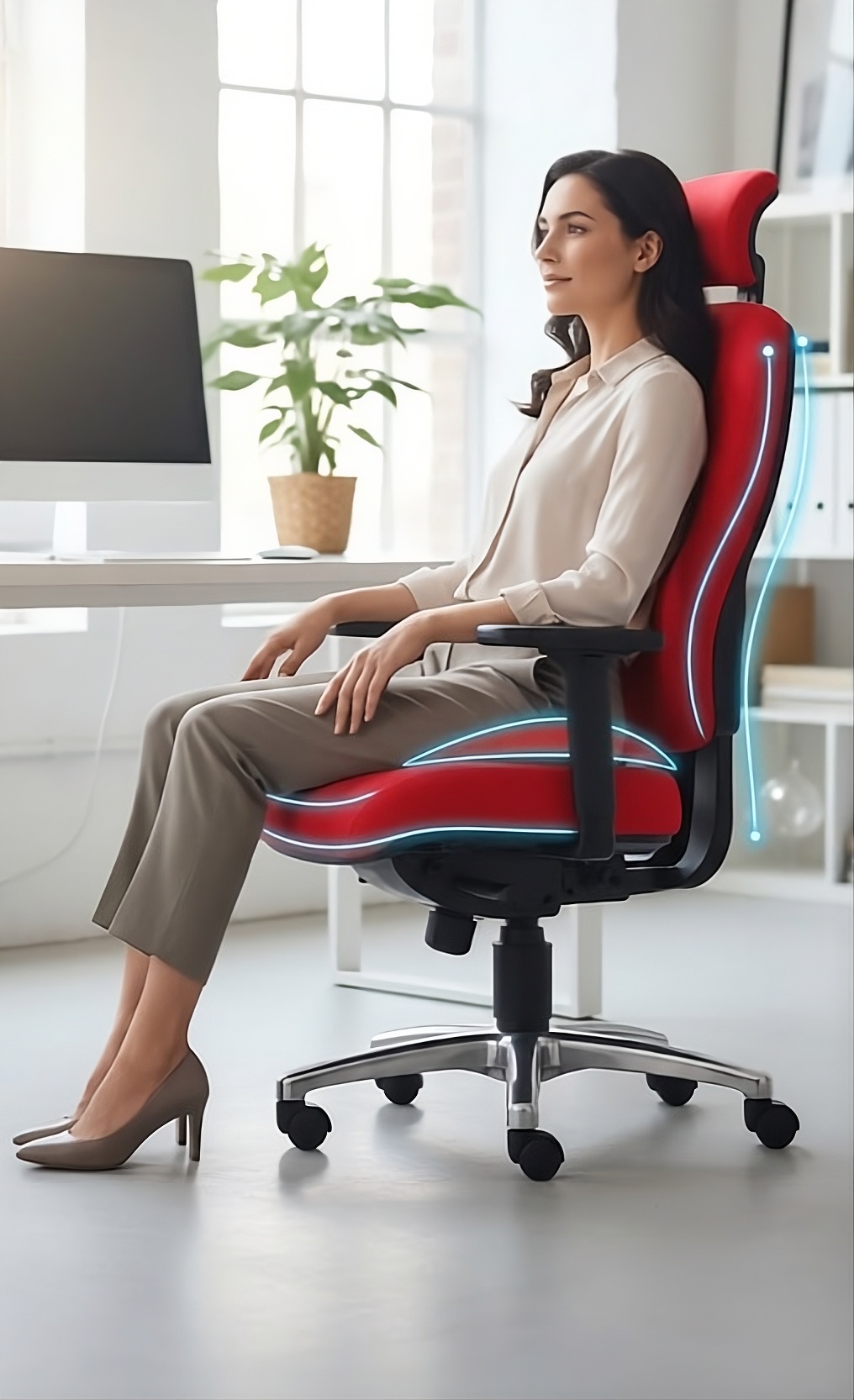 Druckentlastender Frauen-Bürostuhl 